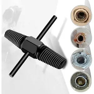 1pcs Double-ended Screw Extractor + Black Rod, Multi-purpose Double-ended Broken Head Screw Extractor (1/2 Inch and 3/4 Inch) - Suitable for Pipes, Valves, Faucets and Water Pipe Bolts