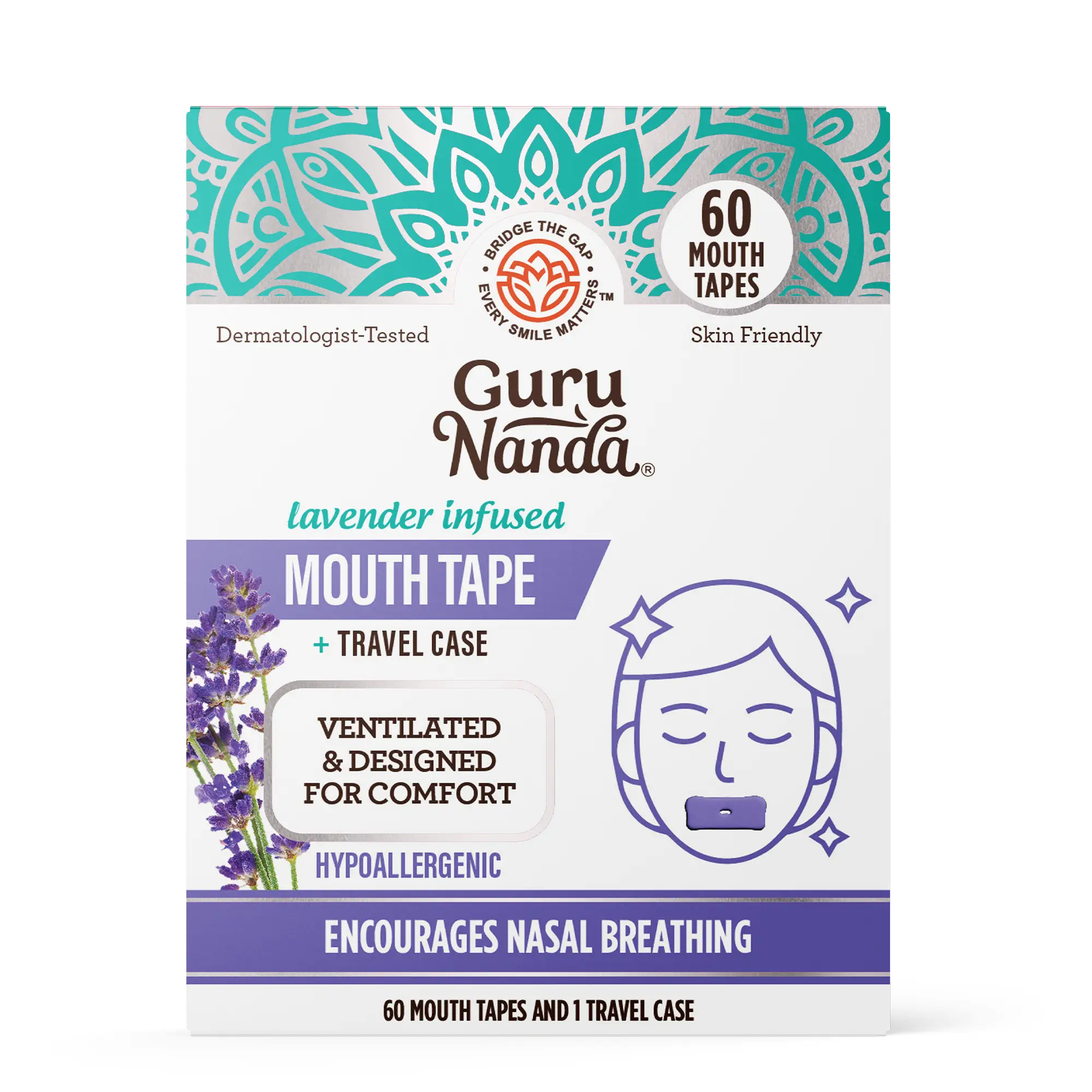 GuruNanda Lavender Infused Mouth Tape - 60 Count