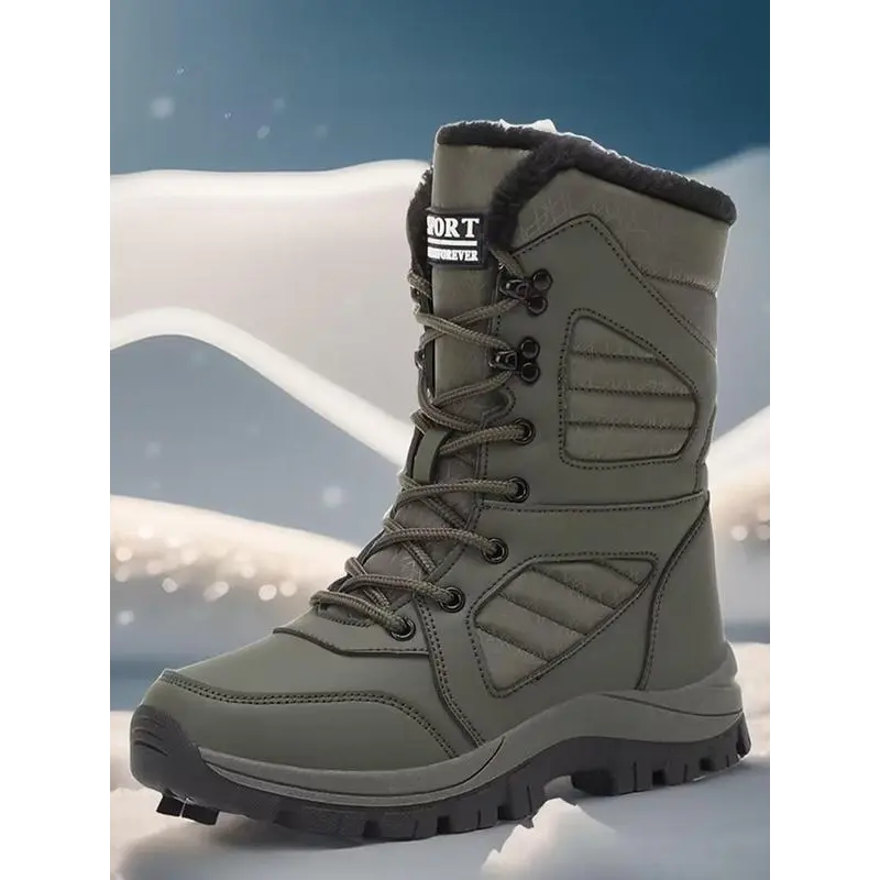 Female Plush-Lined High-Top Hiking Boots - Waterproof Footwear, Thermal Warm, Windproof, Anti-Slip, Casual Sporty Comfy Outdoor Walking Shoes, Comfy Footwear, Outdoor Hiking, Lace-Up, High-Top Boot, Anti-Slip Grip, Ankle-High