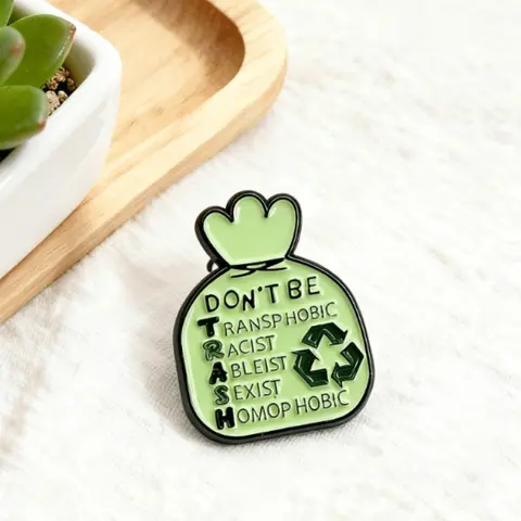 Activist Enamel Pin Clip, "Don’t Be Transphobic, Racist, Ableist, Sexist, Homophobic" Trash Bag Brooch, Lapel Pin for Social Justice Enthusiasts & Inclusivity Supporters, Gift for Equality Fans & Lovers, Durable Metal Pins, Alloy Brooch Pin