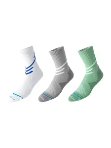 3 Pairs Marathon Running Socks – Men Women Mid Crew Cushioned No Seam Toe, Blister Prevention, Arch Support, Breathable for Track, Trail, Hiking EU 39-44