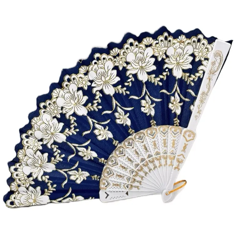 12pcs Floral Foldable Cooling Hand Fans (13.38"x8", 8 inches closed) - Assorted Patterns, Sweet 16 Favors, Home Decor Decoration Items, Wedding Supplies