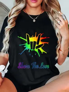 100% Cotton Unisex Share The Love Share Love for and Youth T-Shirt Casual Graphic Printed Tee
