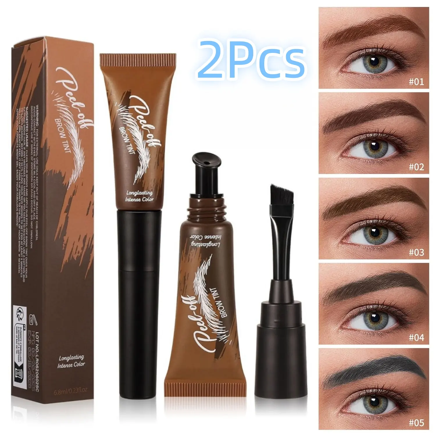 Handaiyan Women's Waterproof Eyebrow Gel Set - 2Pcs, 5-Colors, Hypoallergenic, Long-Lasting, Easy Removal, Flawless Eyeliner, Suitable for All Skin Types, Makeup Cosmetic Gift Set, Eyebrows