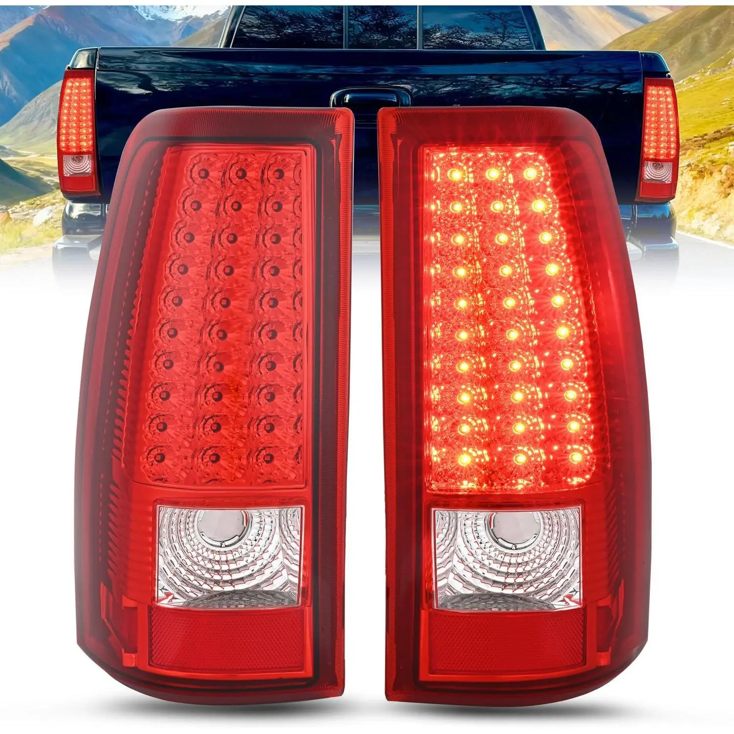 Nilight LED Rear Taillight Assembly - Carlights for 2003-2006 Chevy Silverado 1500/1500HD/2500/2500HD/3500, 2007 Chevrolet Classic - Incandescent-to-LED Upgrade, Bright, Corrosion & Humidity Resistant, DOT/SAE Cert Temperature-Regulated Rear Brake Lights,