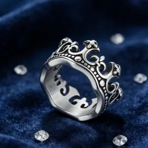Vintage Gothic Textured Hollow Out Steel Ring - Men's Stainless Steel Jewelry, Suitable for Daily Gatherings, Hip-hop Punk Trendy Accessory, Christmas & Birthday Gifts, Steel Rings