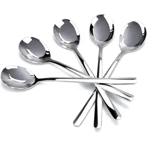 Set of 5  Korean Soup Spoons, 8 Inch 18/10 Stainless Steel Long Handle Rice and  Spoon for Home, Kitchen, Restaurant, Cafe, Dishwasher Safe