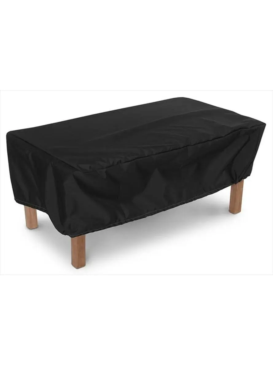 KoverRoos 74265 Weathermax Rectangular Ottoman Cover - 48x24x15 in. Rectangular Fit, Lightweight Breathable Fabric, Black, Mold & Mildew Protection, Drawstring Attachment, Easy Handling, for Patio Users, All Seasons Home Care Dust Cover