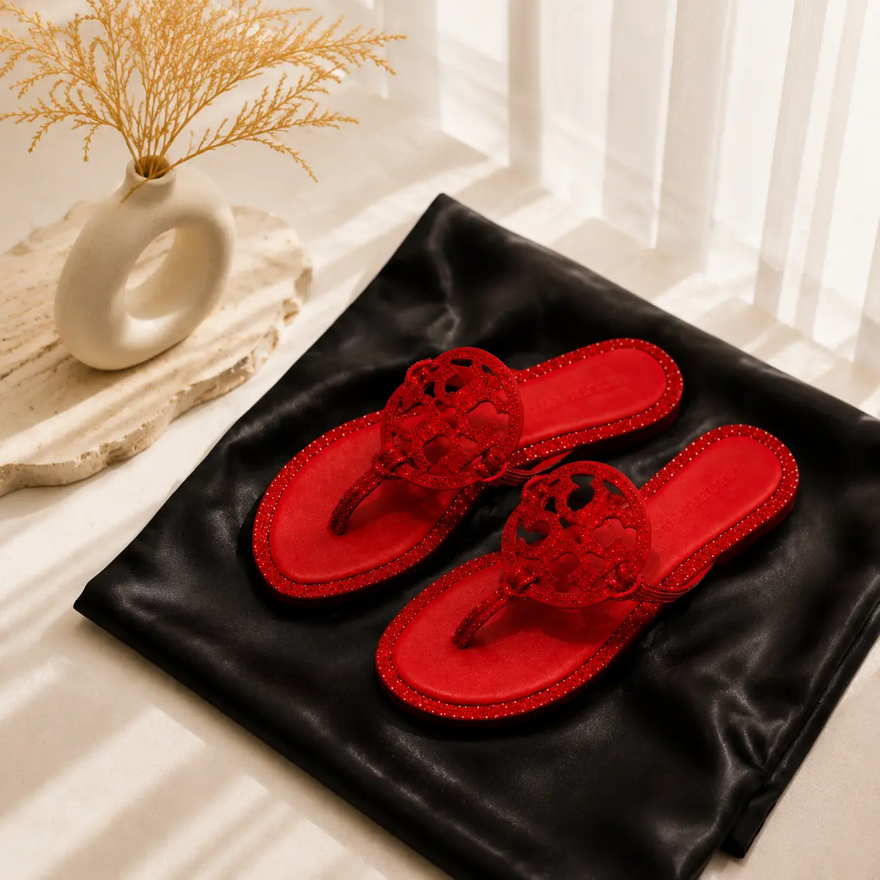Women’s Rhinestone Flip Flops Sparkly Crystal Flat Sandals Elegant Summer Beach Slides Comfortable Slip On Casual Dress Shoes