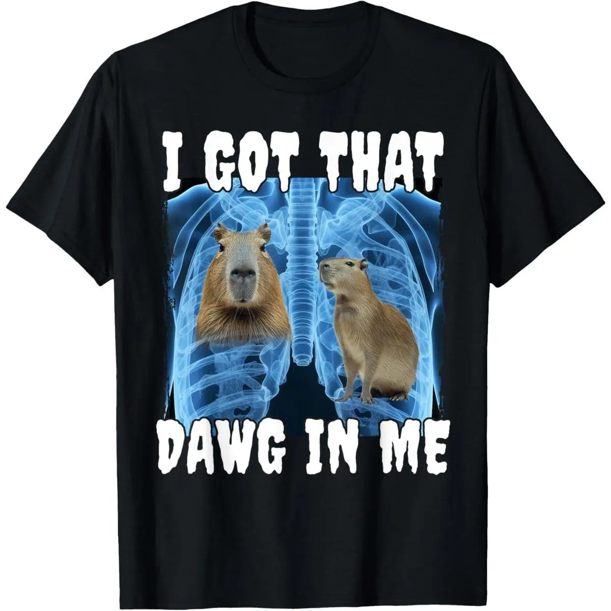 Funny Graphic Cotton Tee with 'I Got That Dawg In Me' Capybara Print - Menswear Crewneck Shortsleeve for Sports & Outdoors, Casual Beach Tee, Aesthetic Graphic Tee