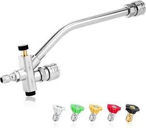 Cannon Dual Connector Lance  Washer with 5 Nozzle Tips,  Washer Soap Attachment, Dual  Washer Sprayer Nozzles for Water Cleaning, 1/4" Quick Connect 4000 PSI Kit