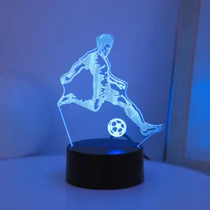 3D Creative Football Player Design Night Light, USB Powered RGB LED Lamp, Multicolor Changing Gift Light, Indoor Decorative Light for Bedroom & Office Decoration