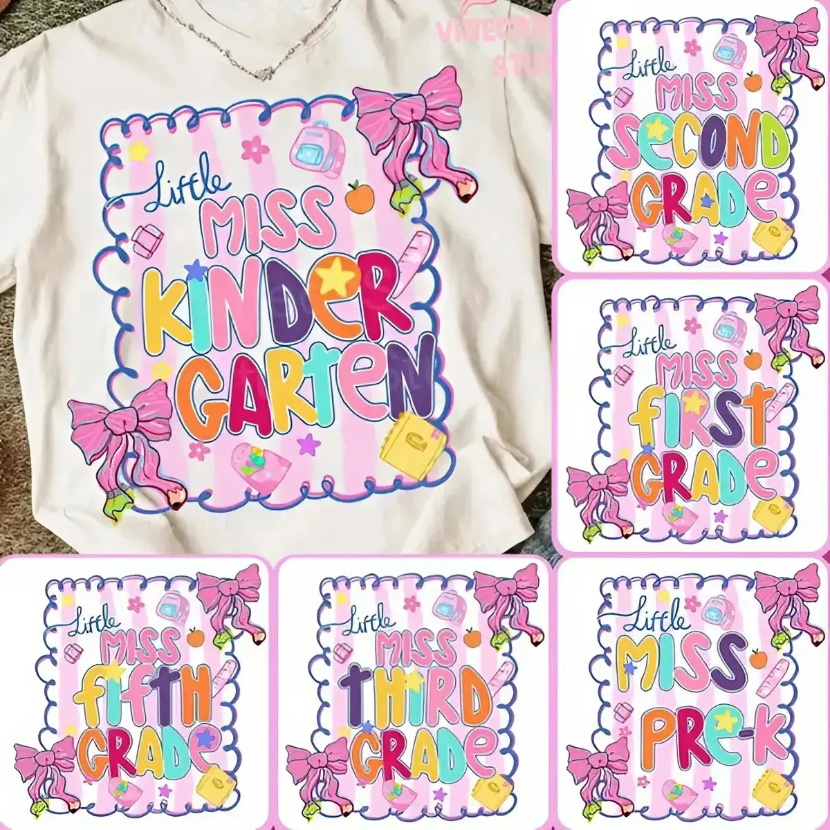 Youth Little Miss Back to School Shirt, Coquette School Girl Tee, Kindergarten Pre-K 1st 2nd 3rd 4th 5th Grade Shirt, Cute Kids Back to School Outfit