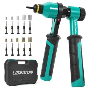 【Fathersdaygift】LIBRATON Rivet Nut Tool, Rivnut Tool, Professional Ratchet Nutsert Tool Kit, Nutsert Gun Kit with 10 SAE and Metric Mandrels, 100Counts Rivet Nuts, Rugged Carry Case, Insert Tool Kit for Automotive outdoorfun Hand Tools