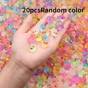 20pcs Glowing Mini Resin Ducks, Cute Decorative Figurines Ornaments, Perfect for Home and Office Decoration, Fun and Adorable Accessories, Cute Duck Design, Resin Animal Sculptures