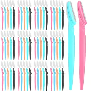 Phyyixs 100-Pcs Eyebrow and Face Razors for Women and Men Multi-Color Facial Shavers with Protective Covers Safe for Beginners