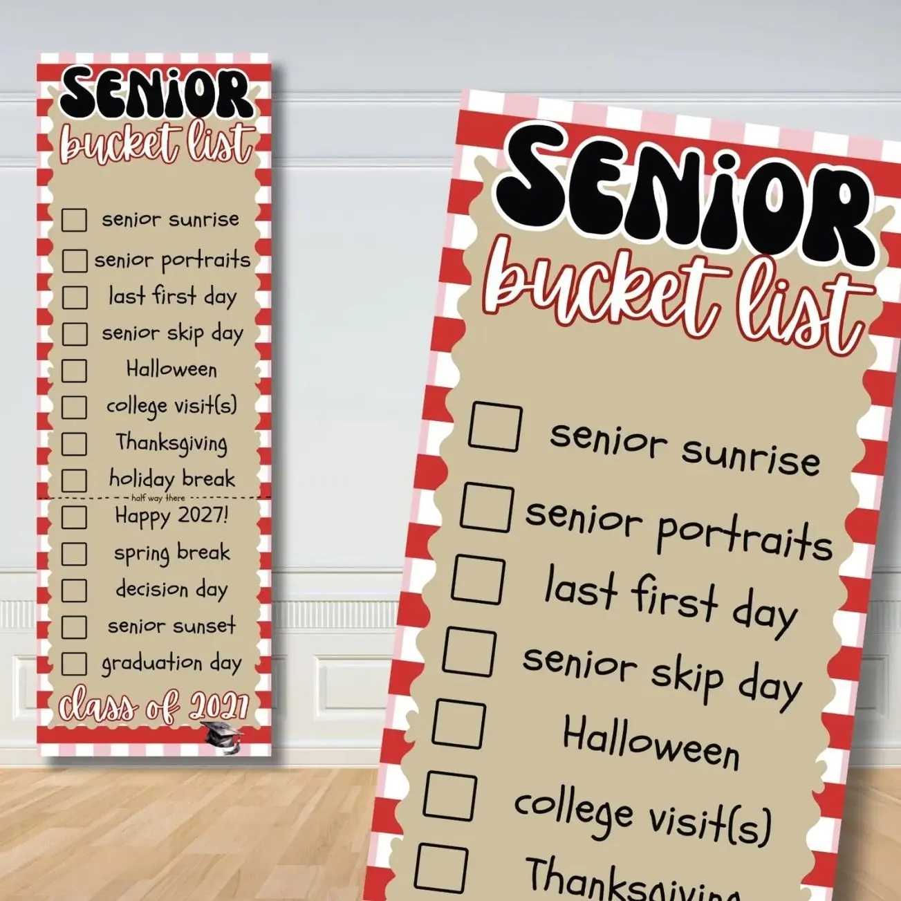 Senior Bucket List Banner Class of 2027, Graduation Checklist Wall Hanging, Senior Year Decor, High School Graduate Gift, College Keepsake