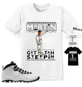 Tee Matching AJ 10 OG Steel Match Sneaker Sneakerhead Martin T-Shirt, Jordan 10 Steel Shirt, Steel 10s Outfit, Casual Everyday Wear, Menswear Tops