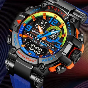 【DealsForYouDays】Men's Colorful Punk Style Quartz Watch, Jumpstart sale Multi.Functional Waterproof Dual Display Wristwatch, TrendyFashion Sport Watch, Birthday Gift with Gift Boxfashionable wristwatch multifunctional summervibes