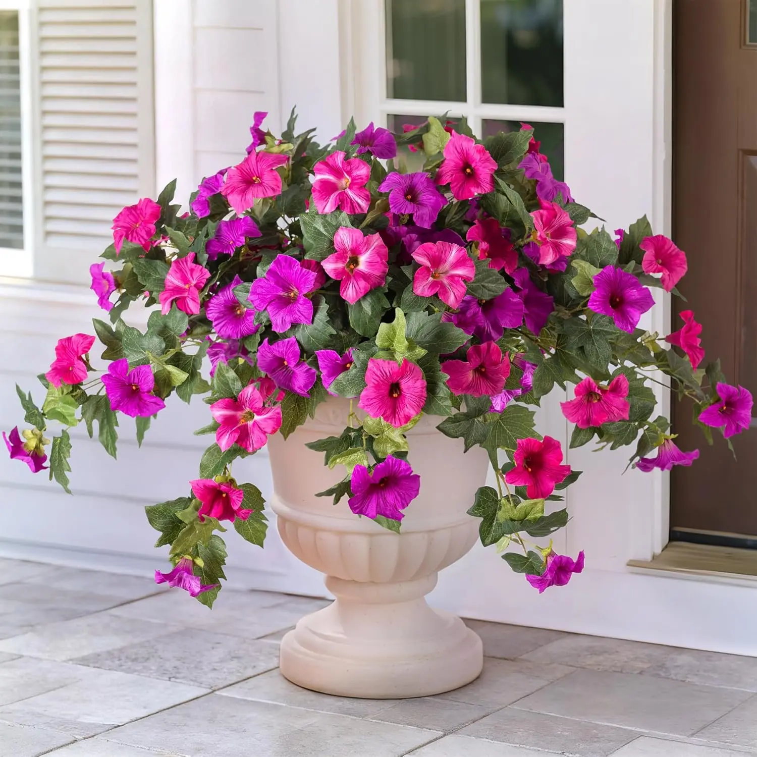 Decorative Faux Petunia Silk Flowers, 2/4/12PCS Realistic Artificial Pink Flower Arrangement, UV-Resistant Daily Home Decor Supplies Built to Stay Fresh in Outdoor Light for Garden Balcony, Faux Flowers