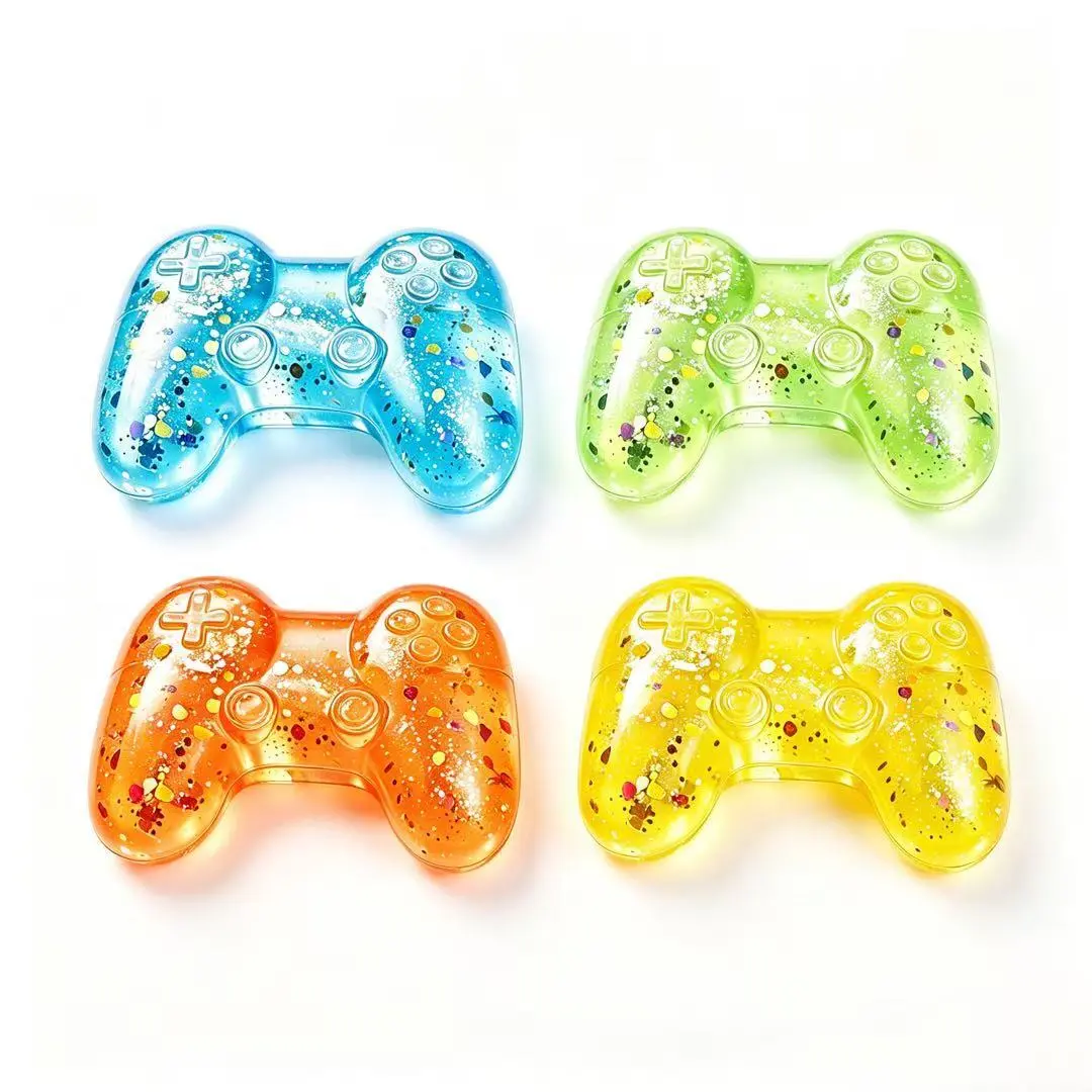KIDGENIUS Glitter Video Games Controller Squishies Toy - 1 Pack Slow-Rising Soft Gel Squishy, Gaming Fidget Toy, Stress Relief Aid, Back to School Hand Massager, Squishies Toys, Fidget Toys