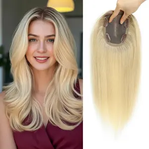 Vasilia Hair Toppers for Women Blonde Real Hair Topper for Women 100% Remy Human Hair Gold Women Hair Toppers for Women with Thinning Hair 10inch Real Human Hair Lightest for Wide parting&Partial hair loss Mother's Day 2025 Holiday Haul Christmas gifts