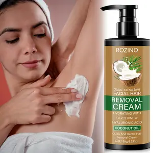 ROZINO Coconut Oil Hair Removal Cream, Painless Full Body Hair Remover for Men & Women, Silicone-Free Sensitive Skin Cosmetic Body Care for All Areas