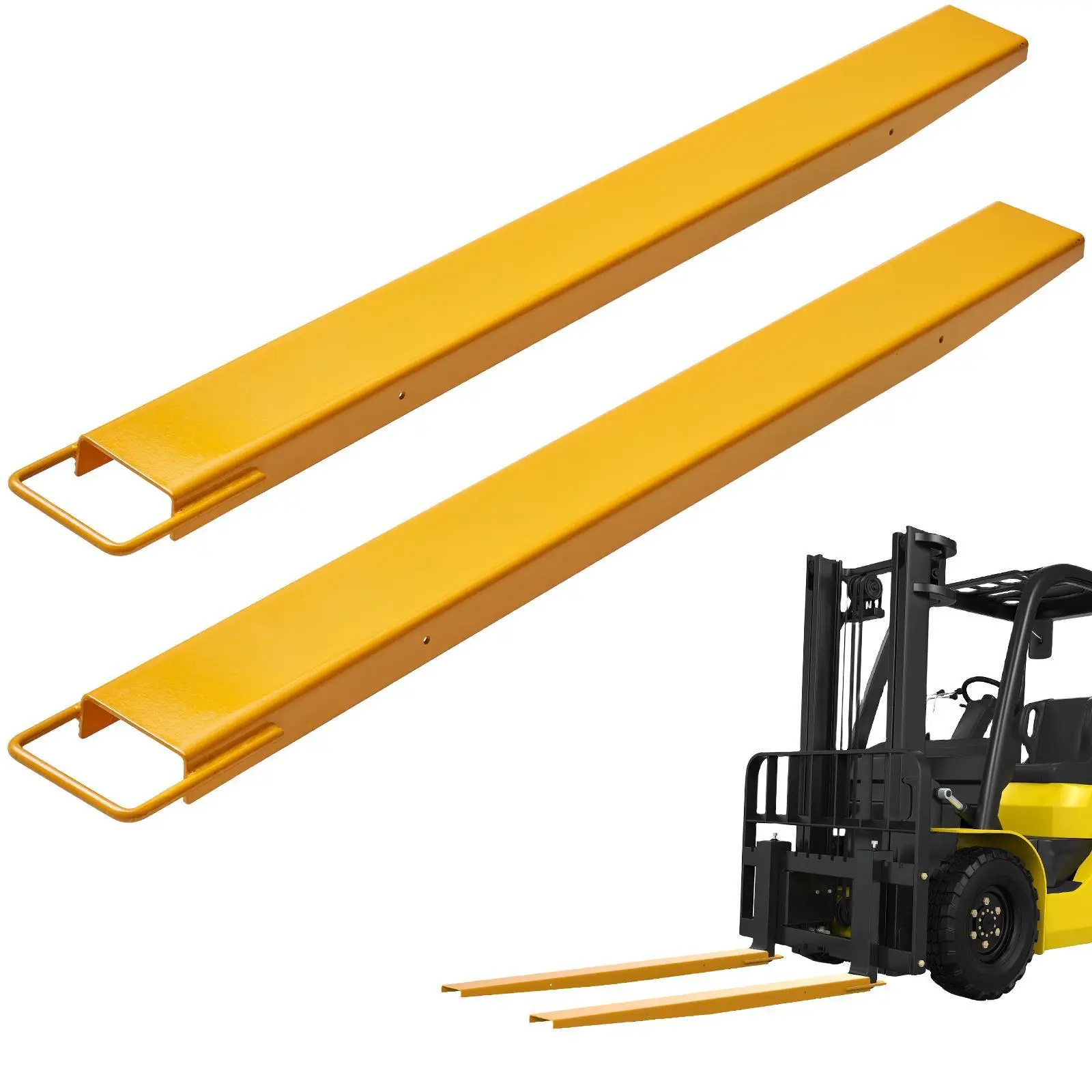 VEVOR Pallet Fork Extensions, 60" Length 4.5" Width, Heavy Duty Carbon Steel Fork Extensions for Forklifts, 1 Pair Forklift Extensions, Industrial Forklift Fork Attachments for Forklift Truck, Yellow#BacktoSchool