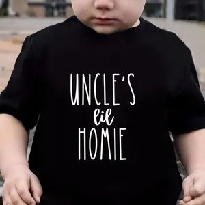 Kids "Uncle's Lil Homie"  Boys Casual Fashion Crew Neck Short Sleeve, Cotton T-Shirt, Boys Clothing Suitable for Outdoor Activities Suitable Best for Boys Kids