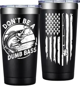 Fishing Gifts for Men - Fathers Day Gift for Fisherman - Fishing Gifts for Dad, Boys, Grandpa - Fish Tumbler Cup 20 Oz 20 OZ Stainless Steel Tumbler