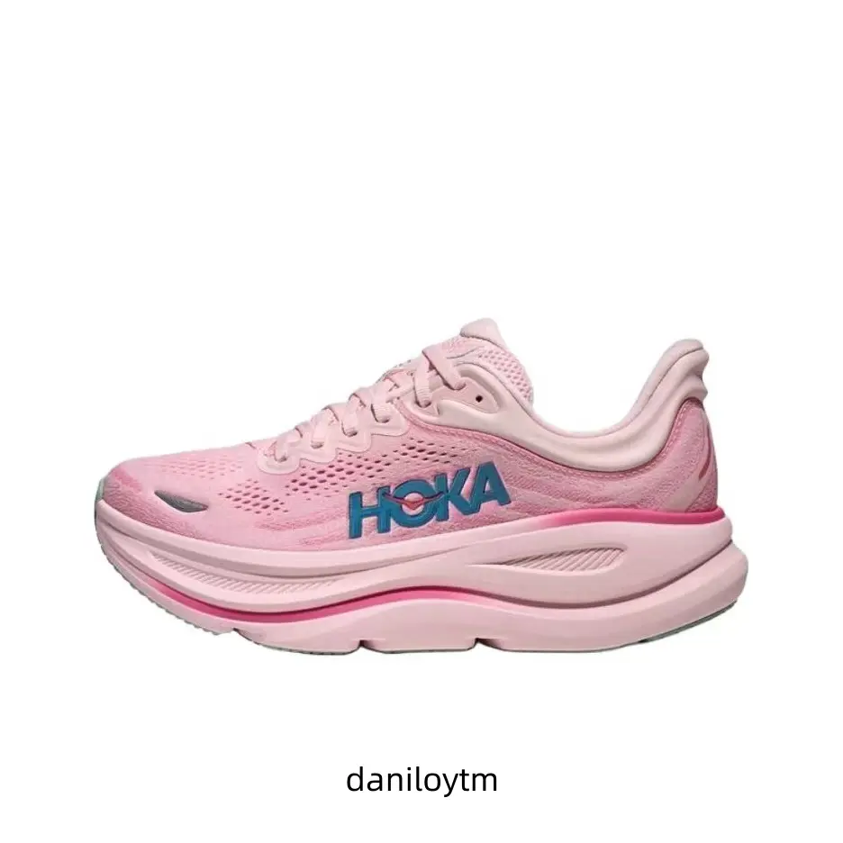 Light Pink Max Cushion Running Sneakers, Breathable Knit Mesh Upper, Extra Thick Soft Midsole, Shock Absorbing Design, Unisex Road Athletic Shoes
