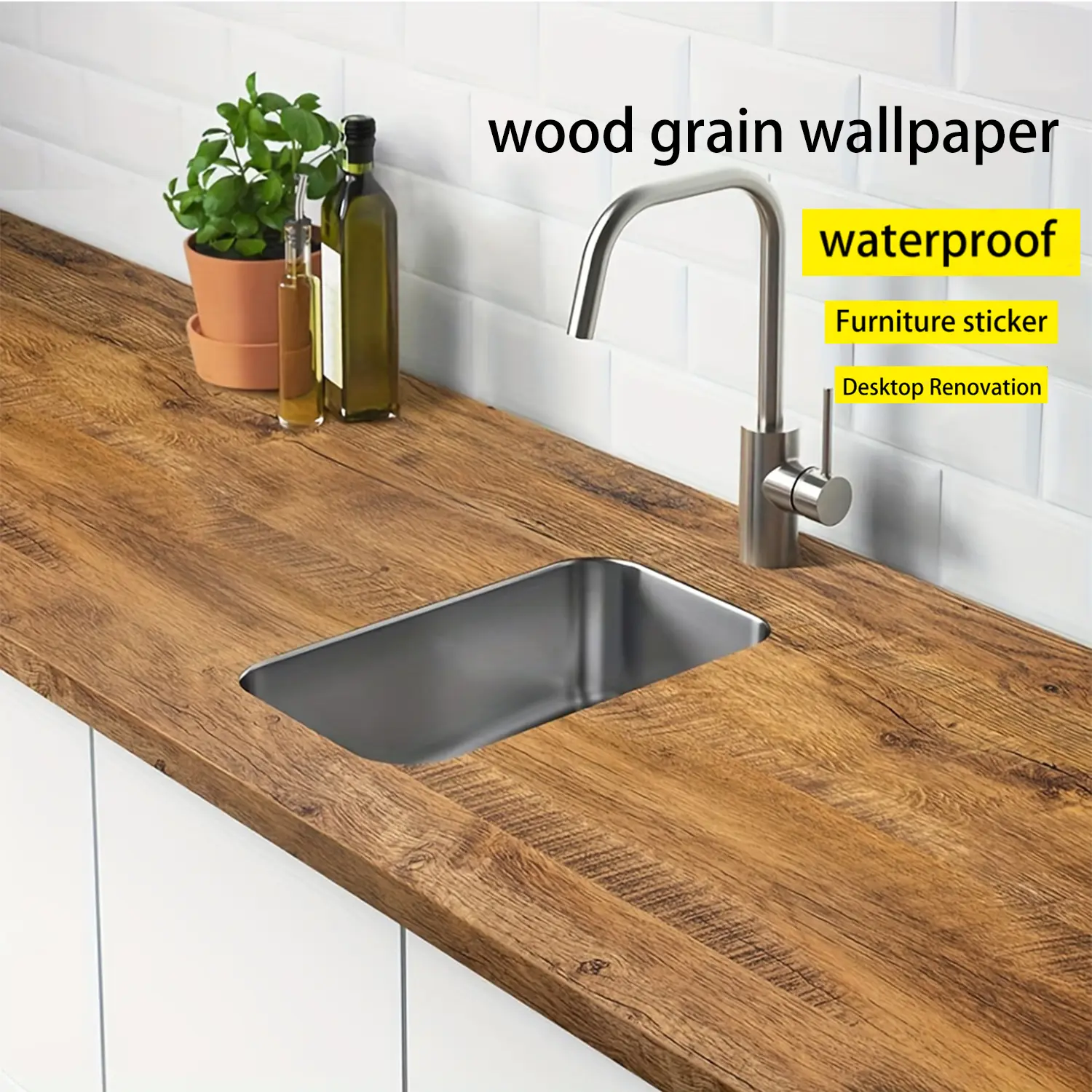 55cm Width Wood Grain PVC Decorative Faux Wood Wallpaper, Waterproof Self-Adhesive Stickers, Ideal for Doors, Wardrobes & Kitchen, Durable DIY Wallpapers Covering