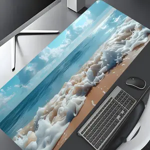 Ocean Wave Pattern Mouse Pad, Large Gaming Mouse Pad, Aesthetic Desktop Decoration Protective Pad, Non-slip Lock Edge Work Pad, Multi-size Mousepad