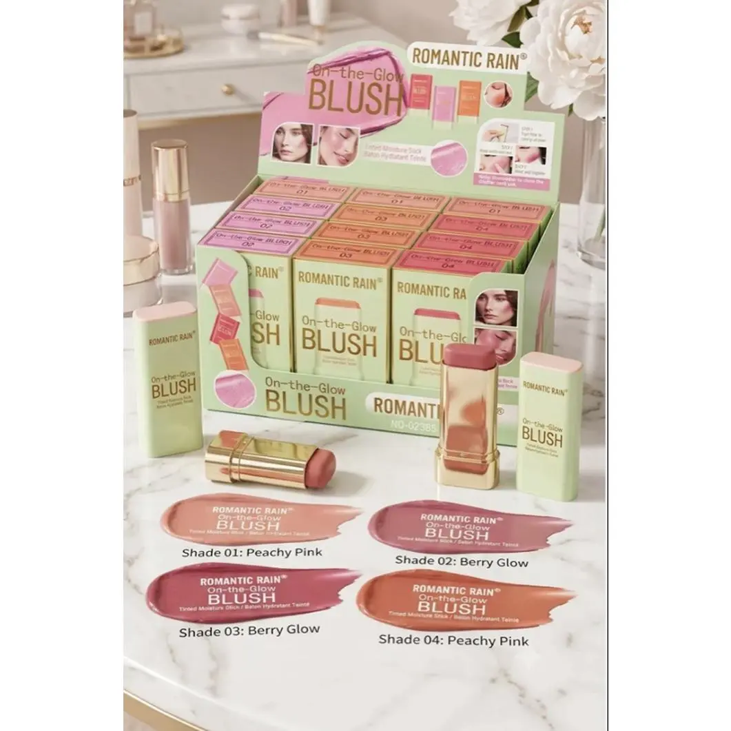 Romantic Rain On-the-Glow Blush - Peachy Pink & Berry Glow Shades - Perfect for a Natural Glow