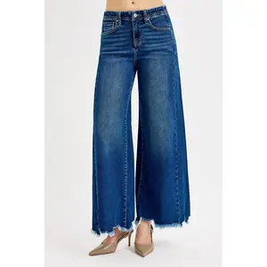 RISEN Full Size High Rise Ankle Wide Jeans Plus Size