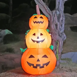 4ft Halloween Inflatable Pumpkins Decor Stacked Pumpkin Halloween Decorations Large Outdoor Yard Display Perfect for Parties and Garden Festivities