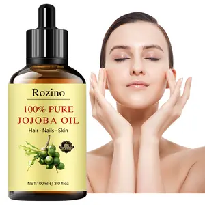 【Ten pack at a better price】Rozino 100% Pure Jojoba Oil for Hair Growth Eyelashes Nails Skin Multipurpose Natural Plant Oil Deep Moisturizer Fast Absorbing Spa Massage Oil Fragrance Free 100ml