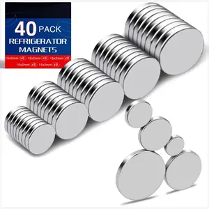 Small Rare Earth Magnets, 40 Pack, 5 Sizes - Neodymium Magnets for Refrigerator, DIY, Crafts, Kitchen & Office