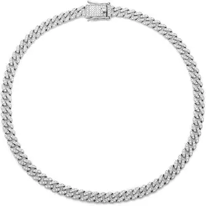 Gold Plated Chains for Boys， - Kid's 14MM Platinum Plated Cuban Link Chain Necklace ,Lab Diamonds Prong Set,Fits Ages 8-16 Y/O.