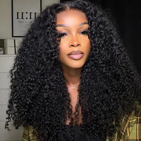 Kinky Curly 13x4 Lace Front Wigs Human Hair for Women Deep Curly Lace Frontal Wig Wet And Wavy Curly Human Hair Wigs Pre-Plucked with Baby Hair 180% Density Natural Look