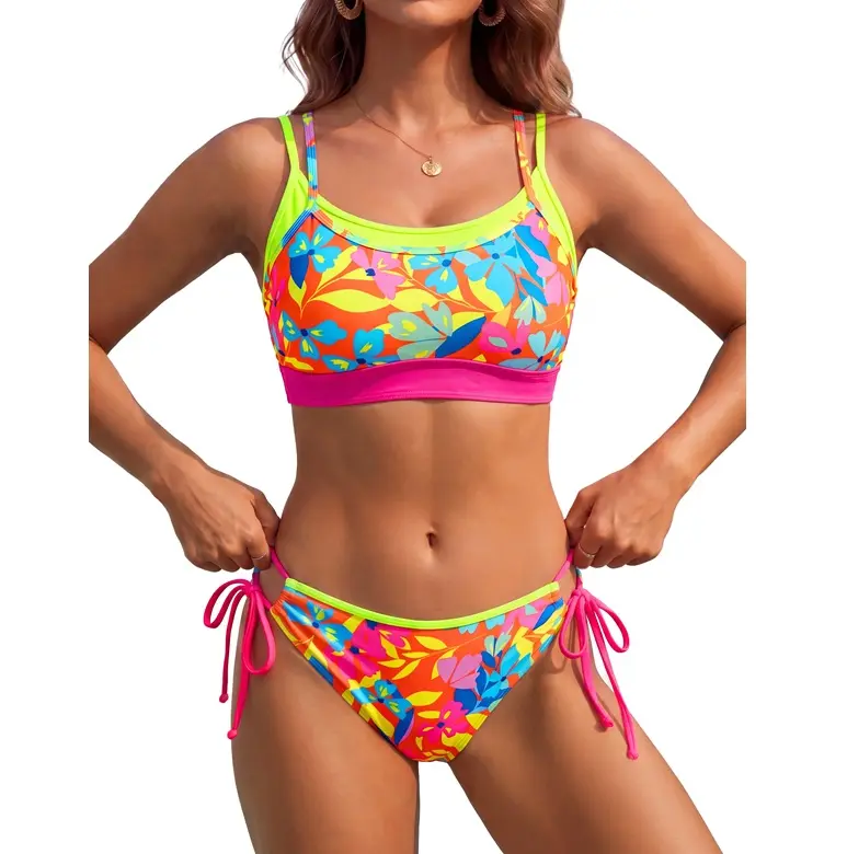 Blooming Jelly Womens Bikini Sets Color Block 2 piece Swim Suits 2026 Sporty Supportive Cute Teen Swimsuits #SwimWeek #Summervibes