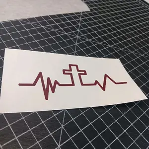 Cross Heartbeat Decal/Sticker - Personalize Your Car with Faith or Style