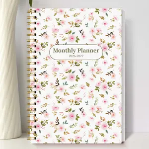 1pc 2026-2027 Weekly And Monthly Academic Year Spiral Bound Planner Calendar Notebook, 2026 Jan - 2027 Dec, 5.7" X 8", A5 Monthly Planner Notebook With Notes Floral Cover, Personal Organizer, Office & School Supplies