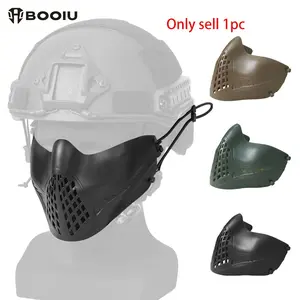 BOOIU Tactical Half Face Mask Nylon Mesh Breathable Double Ribbon Adjustable Hunting Paintball Airsoft Protective Masks