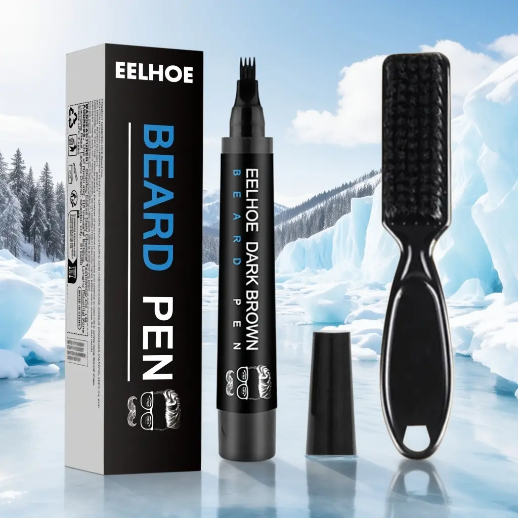 Men's Black & Brown Multi-Pack Beard Grooming Kit - Pencil, Outline Fill Tool, Palm Wax, Beard Brush, Unscented, Waterproof, Smudgeproof, Long-Lasting Precision Set for Patchy Facial Hair