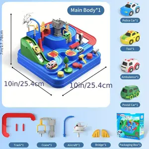Race Track Toys for Boy, Car Adventure Toy for 3 4 5 6 7 Years Old Boys Girls, Puzzle Rail Car, City Rescue Playsets Magnet Toys 3 Mini Cars, Preschool Educational Car Games Gift Toys