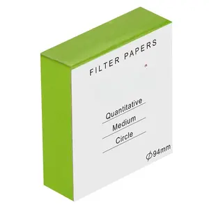 Quantitative Filter Paper Circles, 94mm Diameter Cellulose Filter Paper with 20 Micron Particle Retention Medium Filtration Speed, Pack of 100