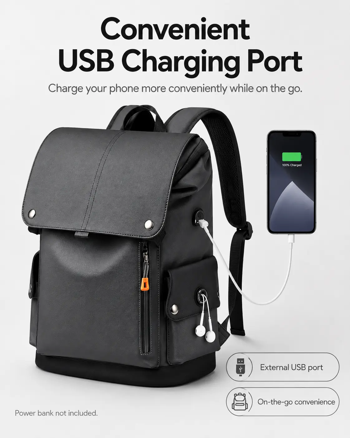 Water-Resistant Travel Laptop Backpack, Large Capacity Computer Backpack with USB Port, Luggage Strap & Multiple Pockets for College, Office, Business Trips and Everyday Use