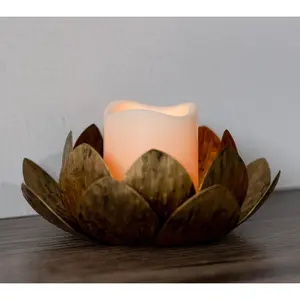 LumaBase Gold Leaf Candleholder w/ Battery-Operated Candle LumaBase Gold Leaf Candleholder w/ Battery-Operated Candle