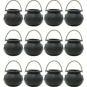 12 Mini Witch Buckets, Halloween Plastic Candy Buckets, Perfect for Trick-Or-Treat Parties, Great Gift Idea for Halloween